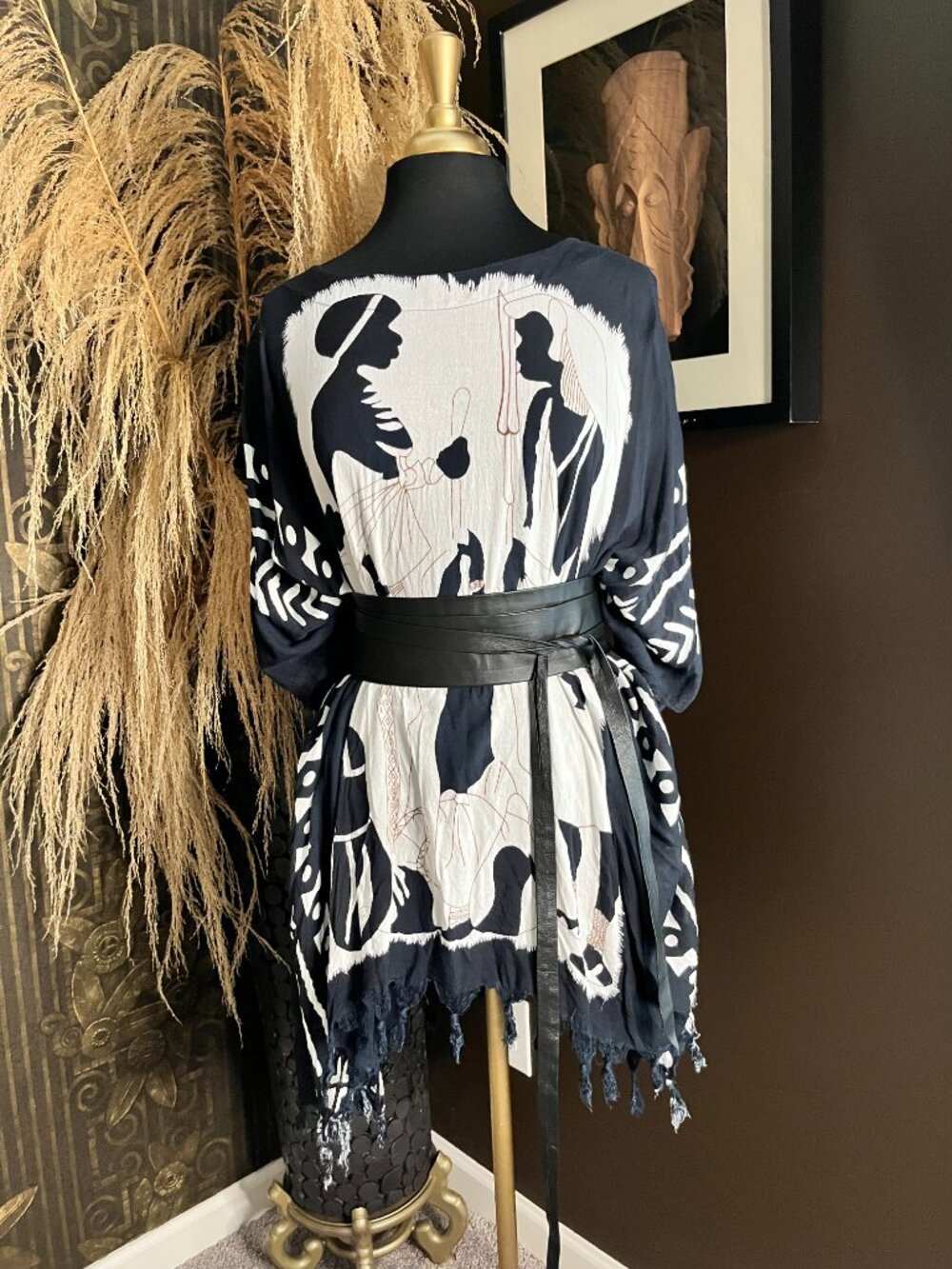 sante black white africa family ethnic kimono